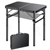 Yriuat vista frontal de la mesa auxiliar, ideal para exteriores y portabilidad