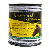 Zareba cinta polytape frontal mostrando etiquetado y longitud útil