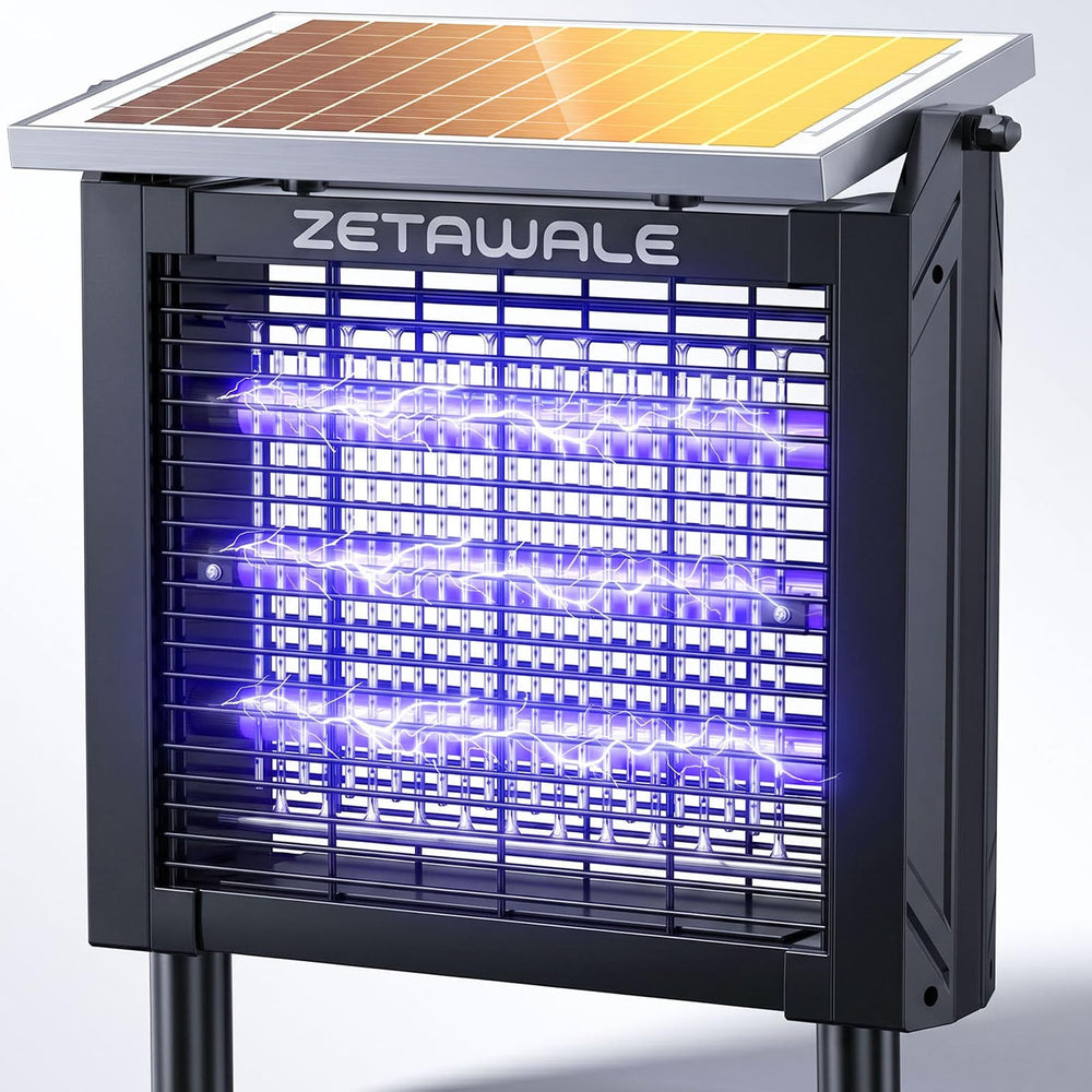 ZETAWALE frente con panel solar 10W mostrando carga rápida