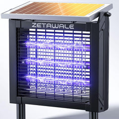 ZETAWALE frente con panel solar 10W mostrando carga rápida