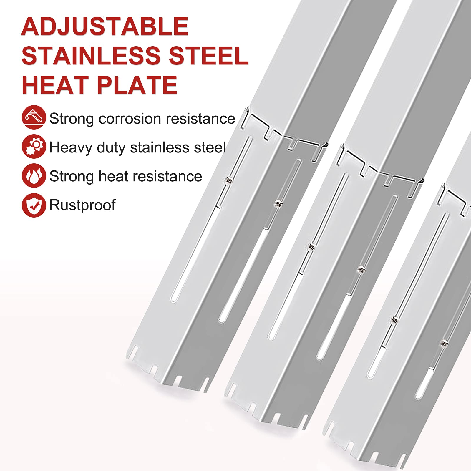 Adviace placas ajustadas instaladas en parrilla a gas, distribuyen calor de forma uniforme