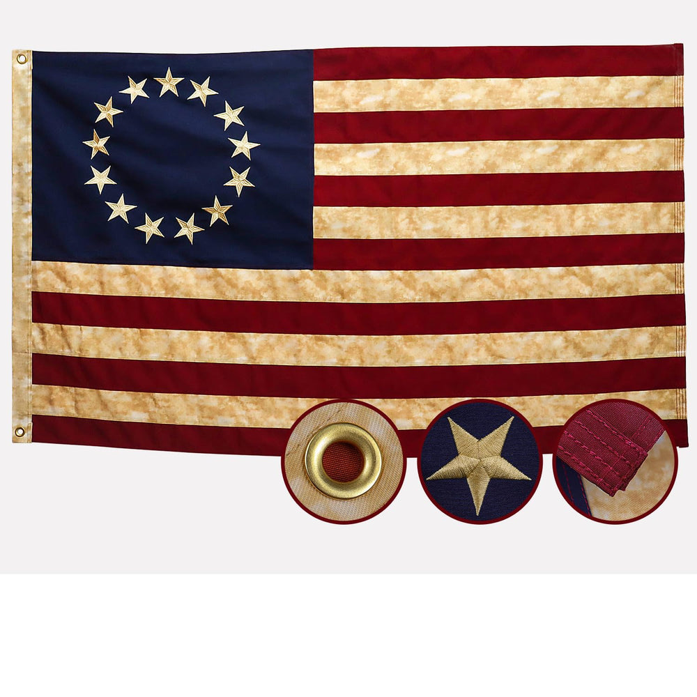 Bandera AGUIFLGS vista frontal 3x5 ft mostrando look envejecido y colores vivos