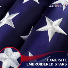 AGUIFLGS primer plano de estrellas bordadas detalle duradero