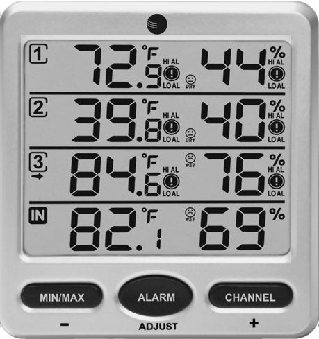 Ambient Weather WS-10-C vista frontal con pantalla grande y fácil lectura