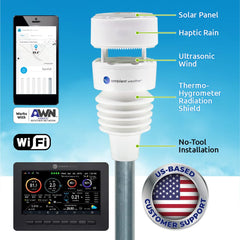 Ambient Weather WS-4000 panel solar detalle que proporciona energía continua y autonomía