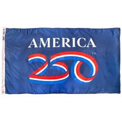 Annin Flagmakers vista frontal de la bandera USA 250, destaca el emblema y orgullo