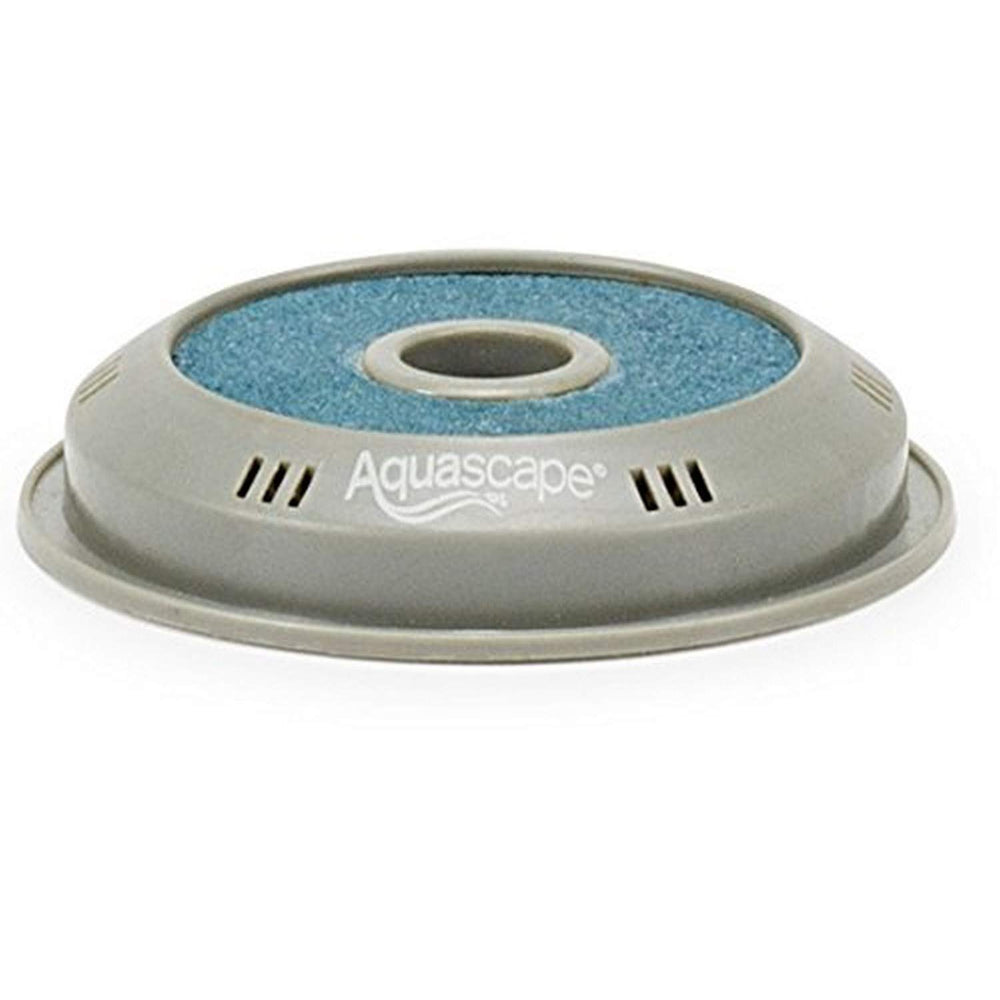 Aquascape disco de aireación frontal mostrando diseño duradero y fácil conexión, mejora oxigenación