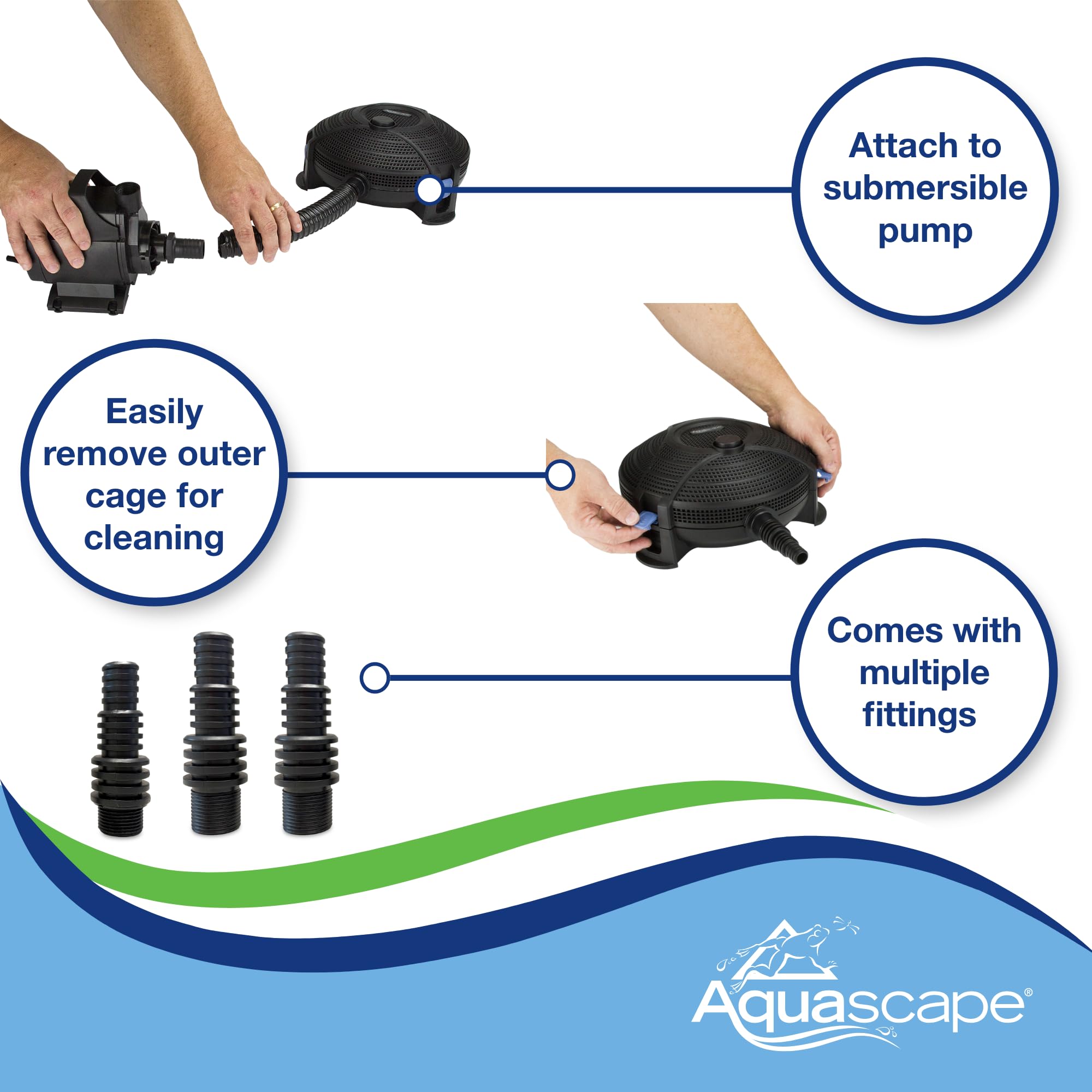 Aquascape filtro instalado en estanque mejorando claridad del agua