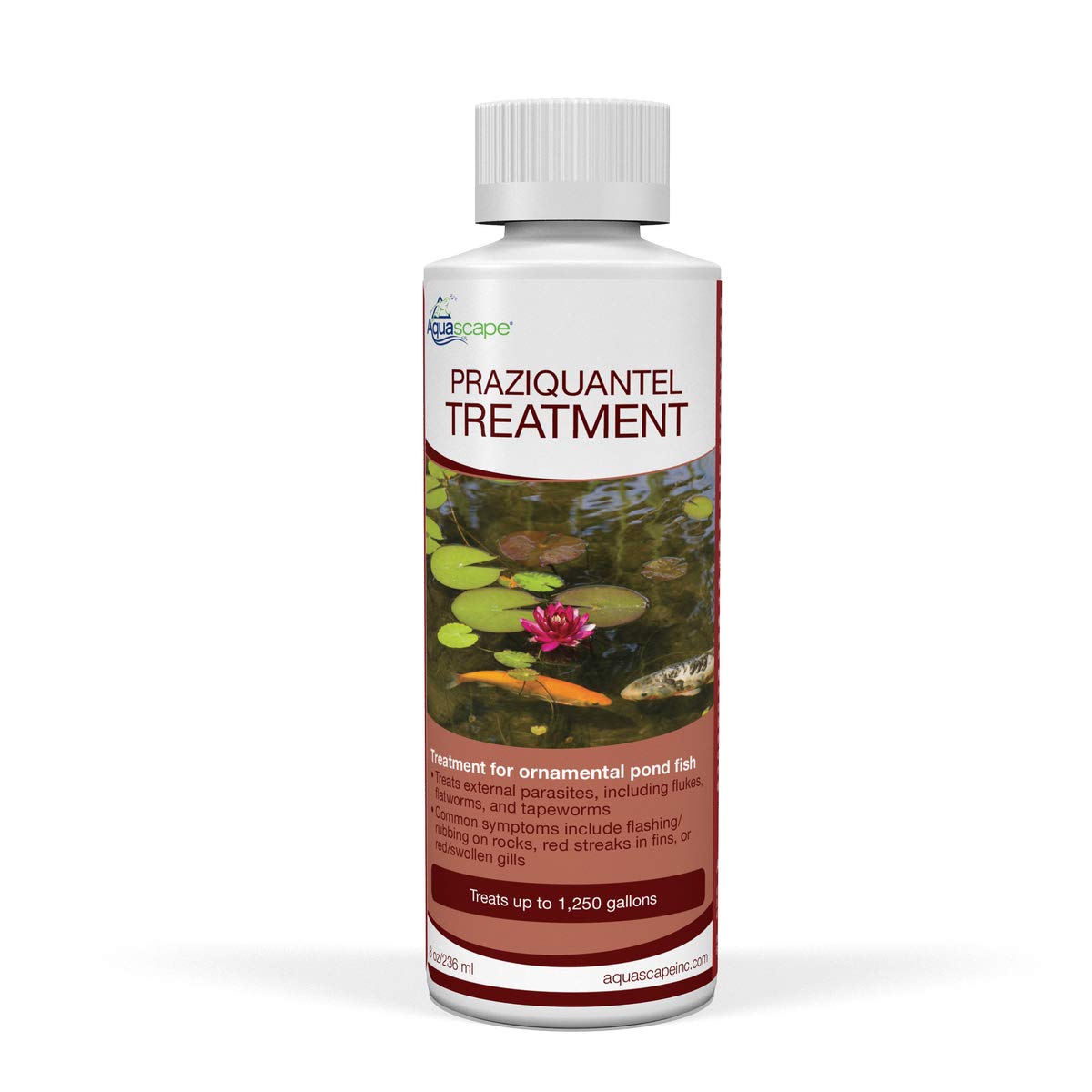 Aquascape envase frontal del Praziquantel mostrando etiqueta y cantidad