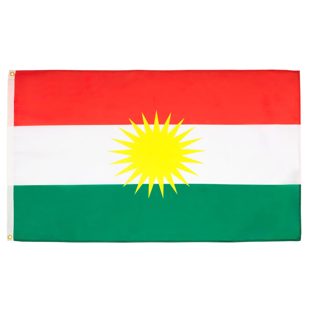 AZ FLAG bandera Kurdistán vista frontal mostrando colores vivos y diseño claro