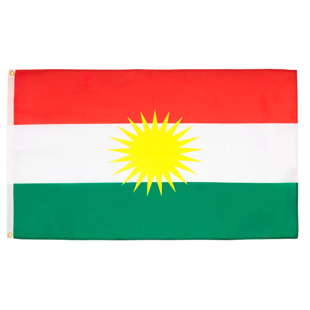 AZ FLAG bandera Kurdistán vista frontal mostrando colores vivos y diseño claro