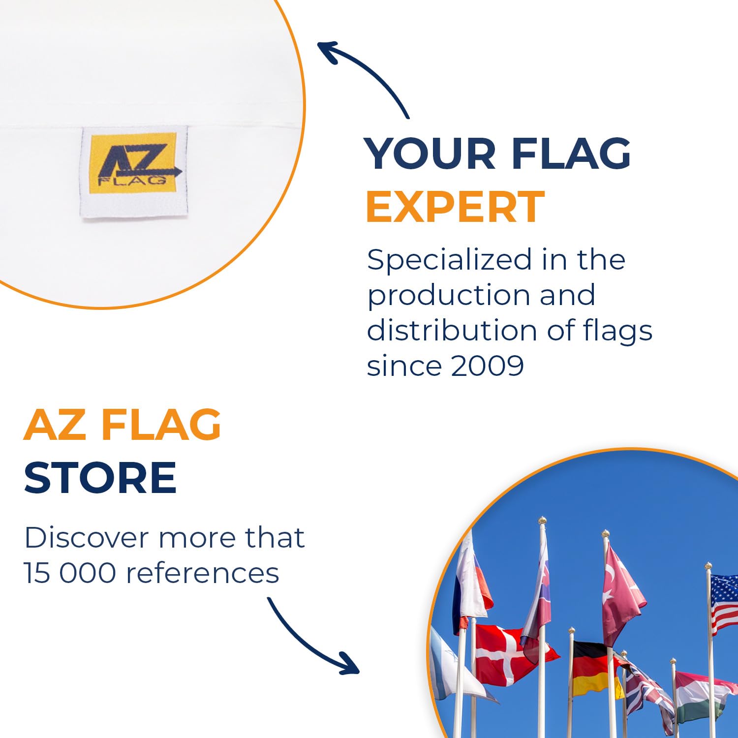 AZ FLAG bandera junto a una persona para comparar tamaño y visibilidad