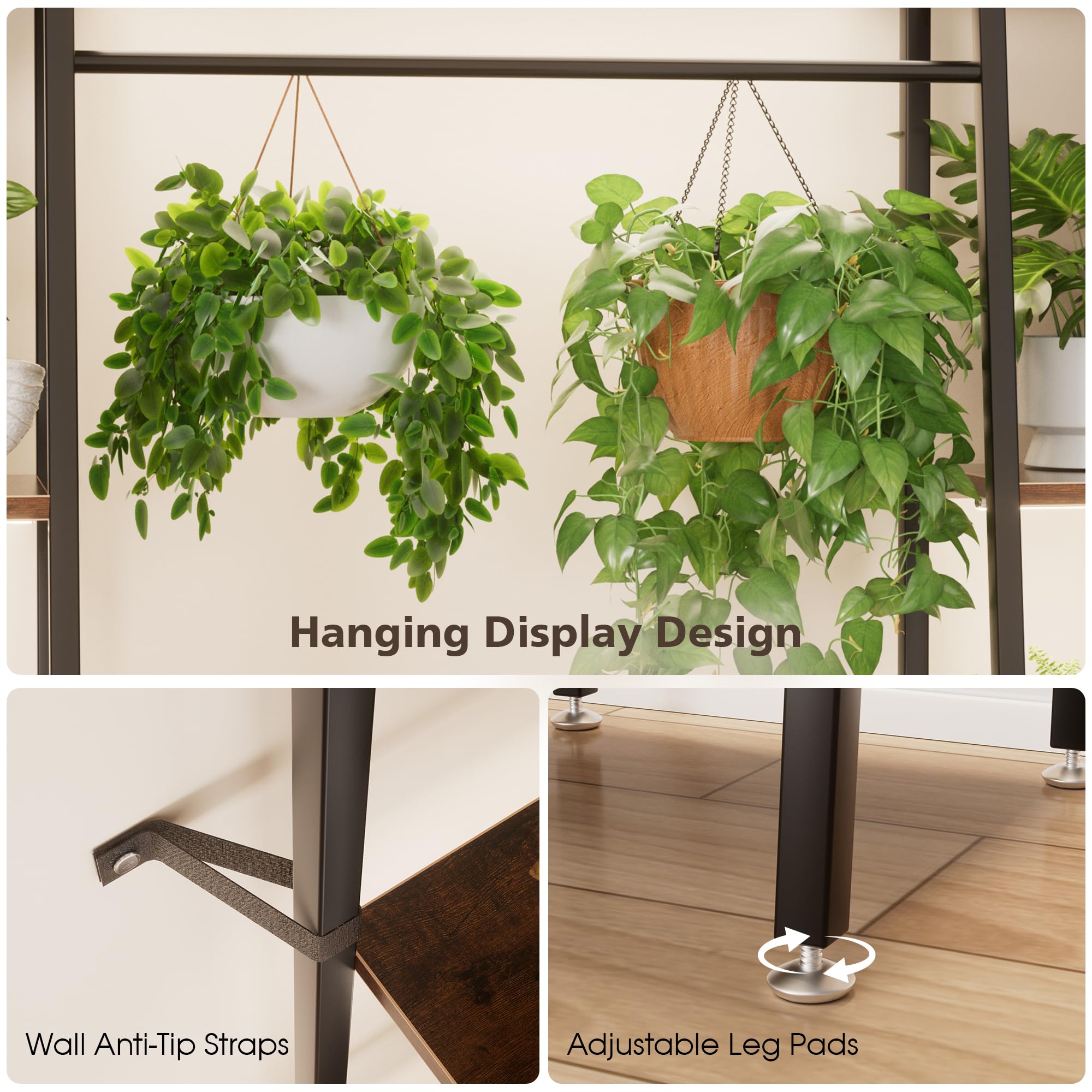 BACEKOLL estantería en salón con plantas y objetos decorativos creando ambiente