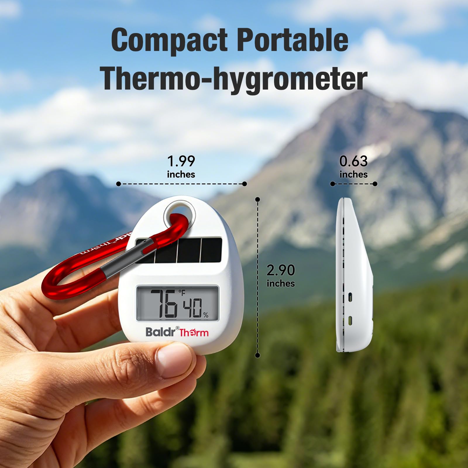 BaldrTherm enganchado a mochila en campo para monitoreo ambiental continuo