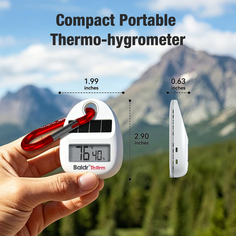 BaldrTherm enganchado a mochila en campo para monitoreo ambiental continuo