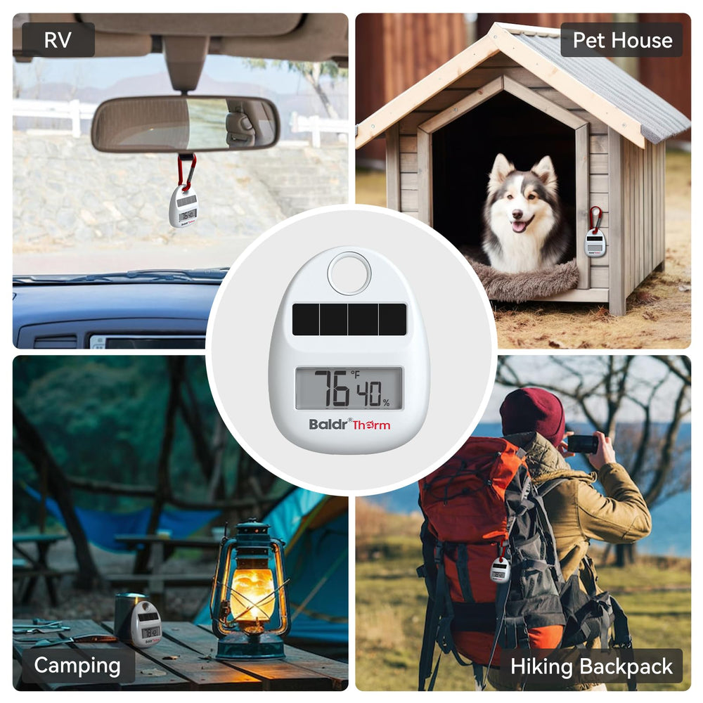 BaldrTherm etiqueta con especificaciones y rango de temperatura y humedad