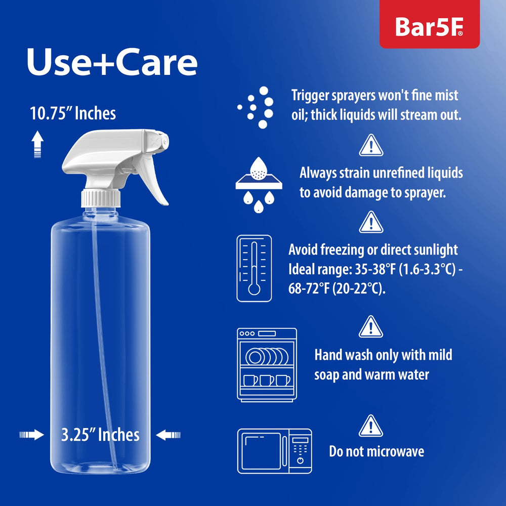 Bar5F etiqueta y nivel de líquido visible que facilita identificar contenidos y recargas