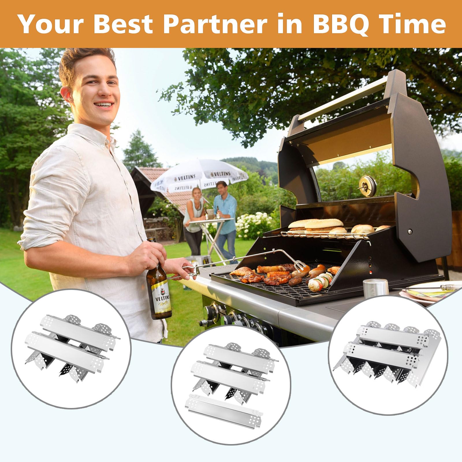 Barbqtime escenario de barbacoa con placas nuevas resaltando mejor sabor