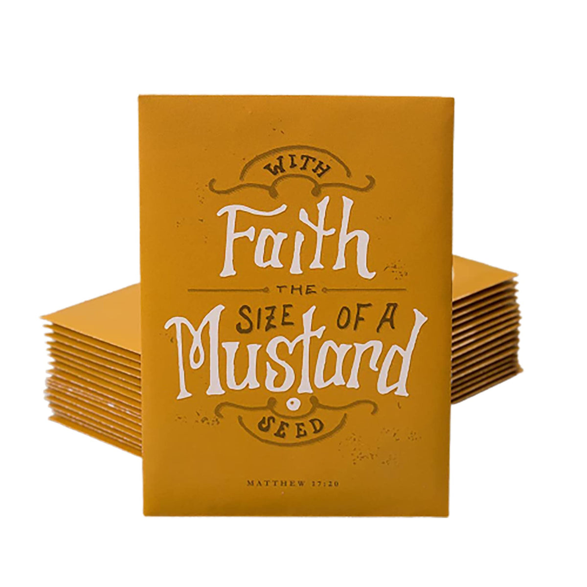 Bentley Seed Co. sobre frontal con diseño Faith mostrando el paquete listo para regalo