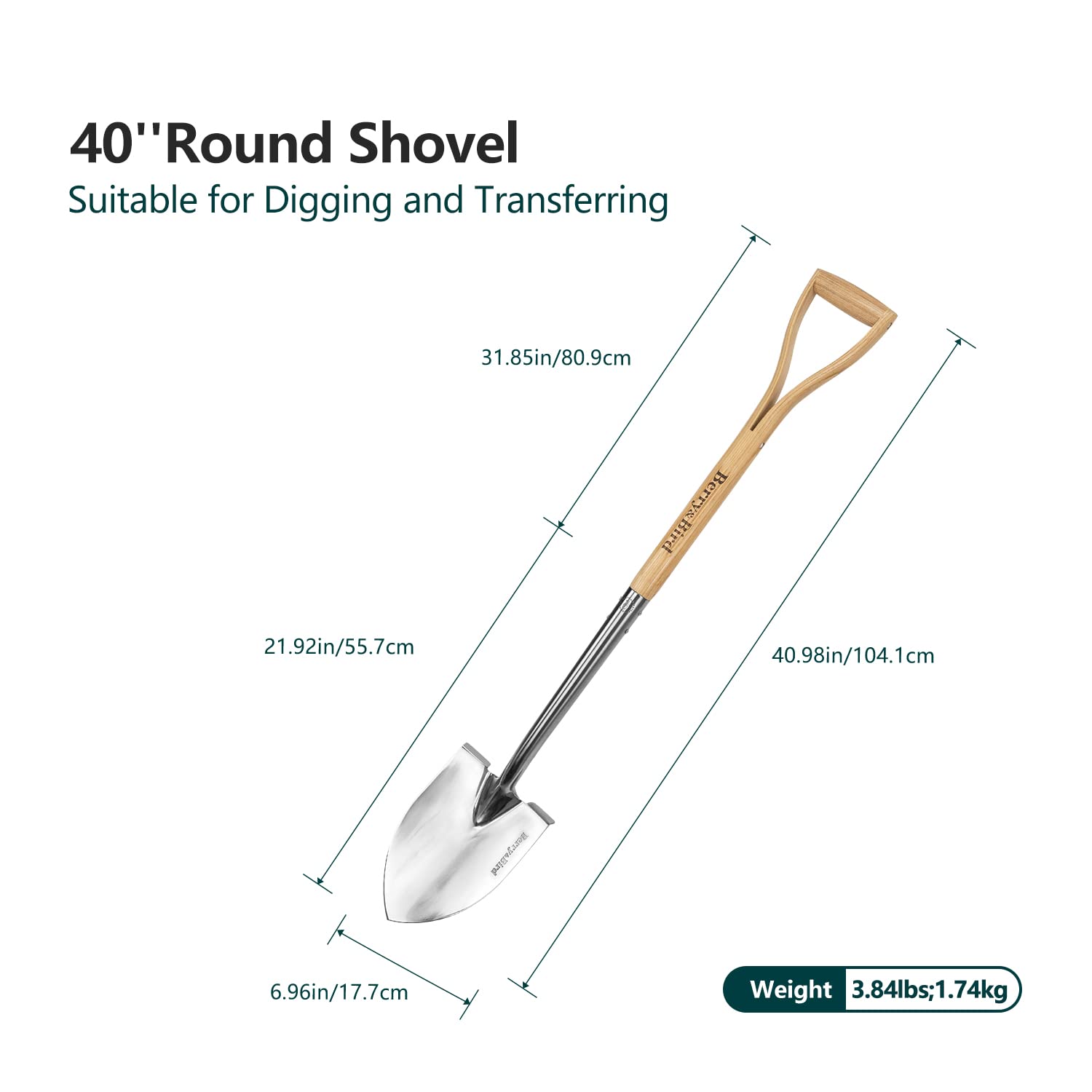 Berry&Bird primer plano de la hoja de acero inoxidable, resistente y fácil de limpiar