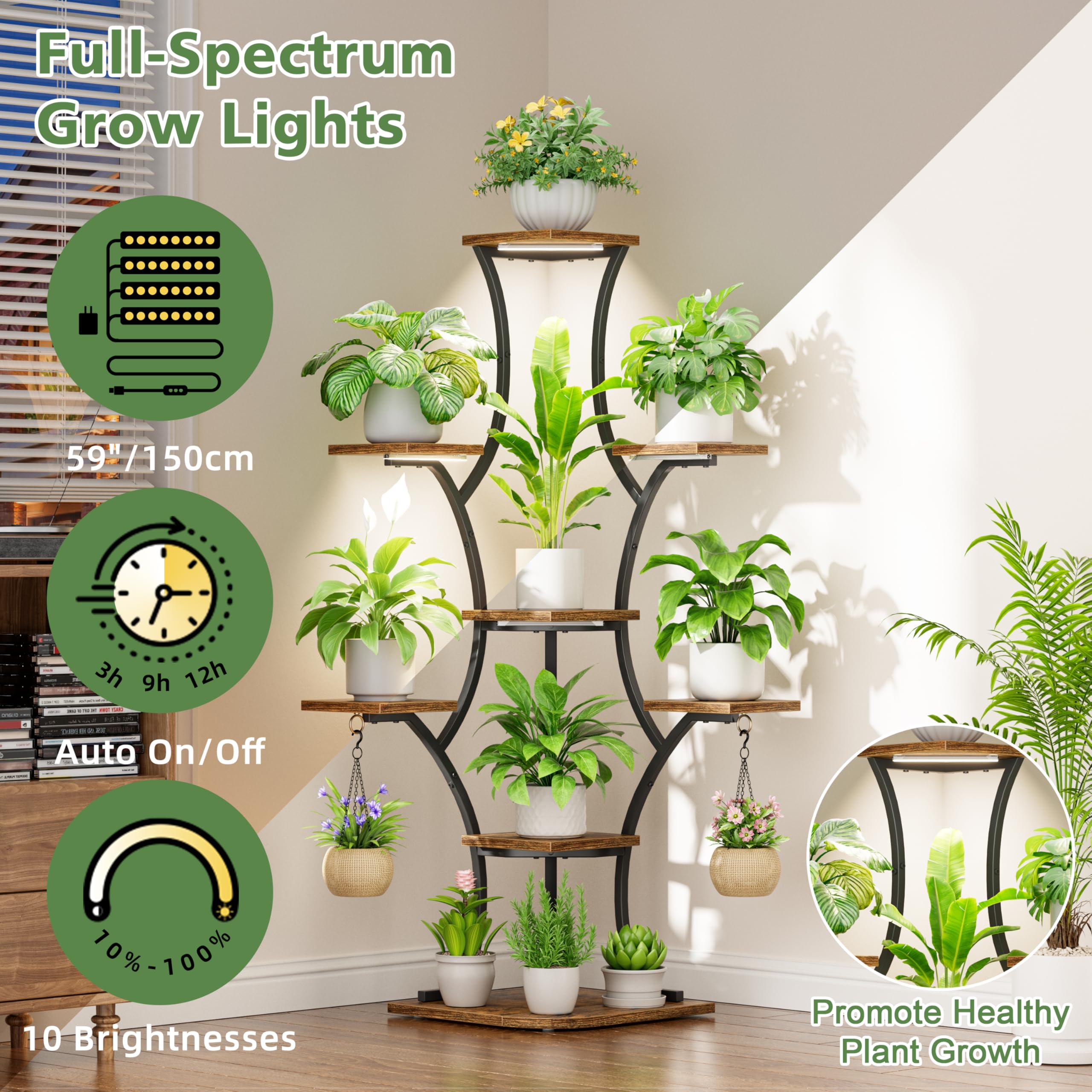 BEVAURORA estantería decorada en salón integrando plantas y libros