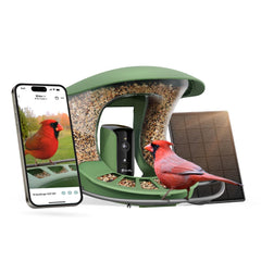 Birdfy mostrando el frente del alimentador y su diseño resistente