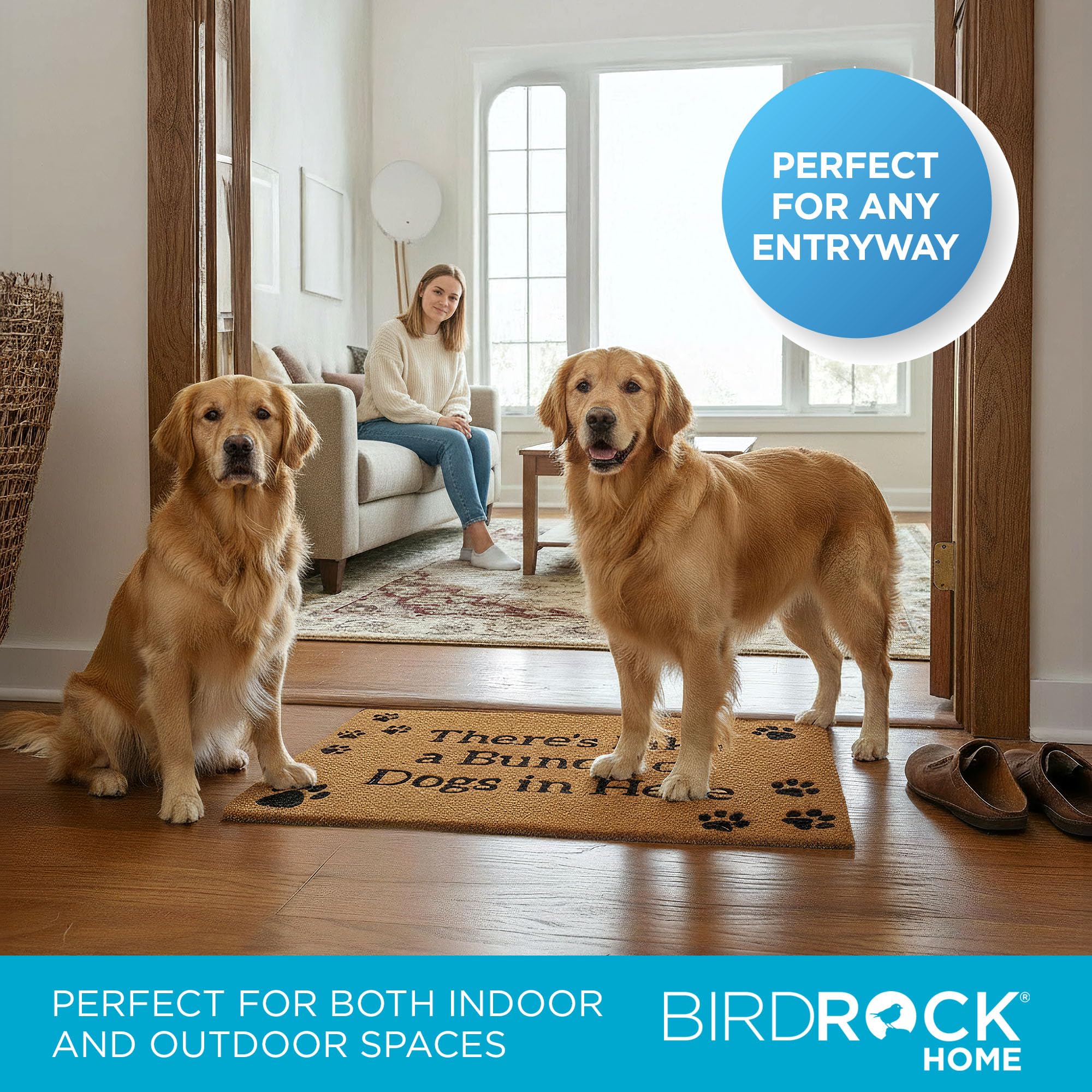 BIRDROCK HOME felpudo en patio techado absorbiendo humedad y barro