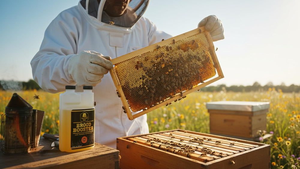 Bountiful Bees en entorno de colmenas mostrando aplicación en manejo real