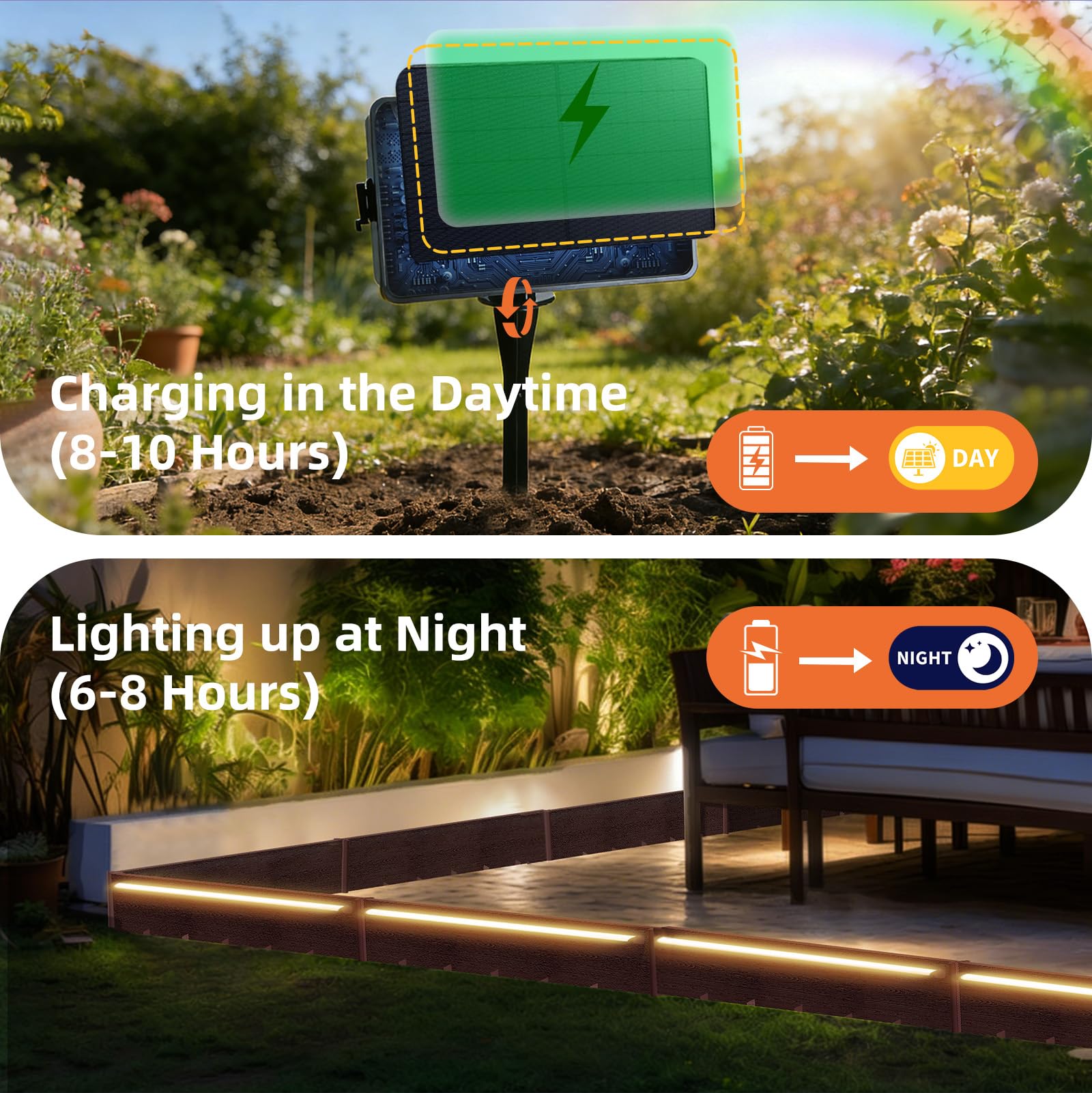 BRIGHTENONE borde instalado a lo largo de un camino mejora la estética del jardín