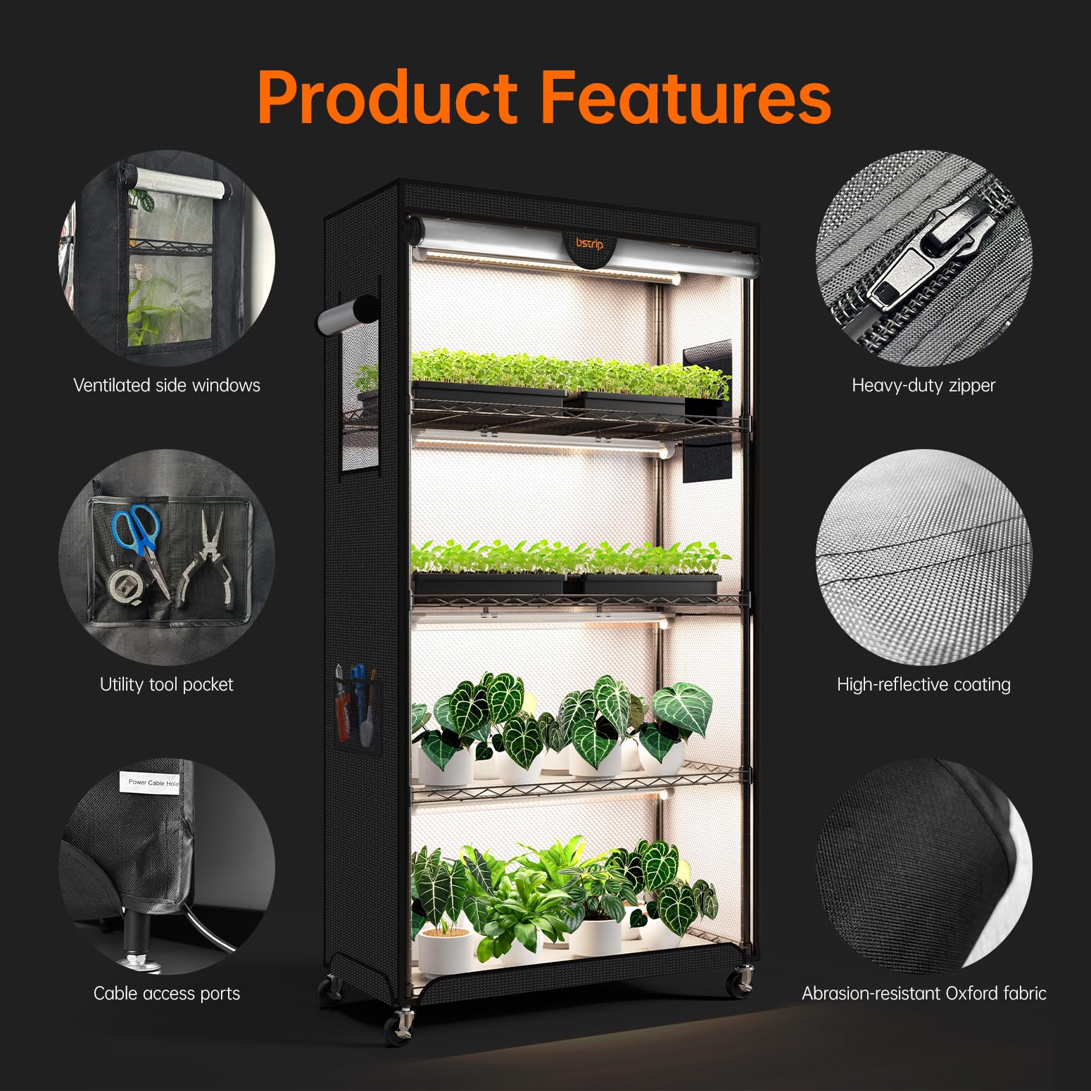Bstrip bandejas PP impermeables protegiendo las luces y facilitando limpieza