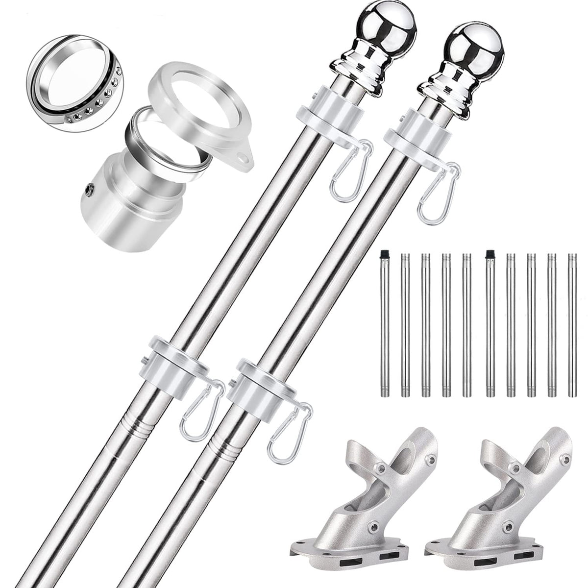 Bubblythe mástil frontal con kit completo mostrando piezas y beneficios de fácil montaje