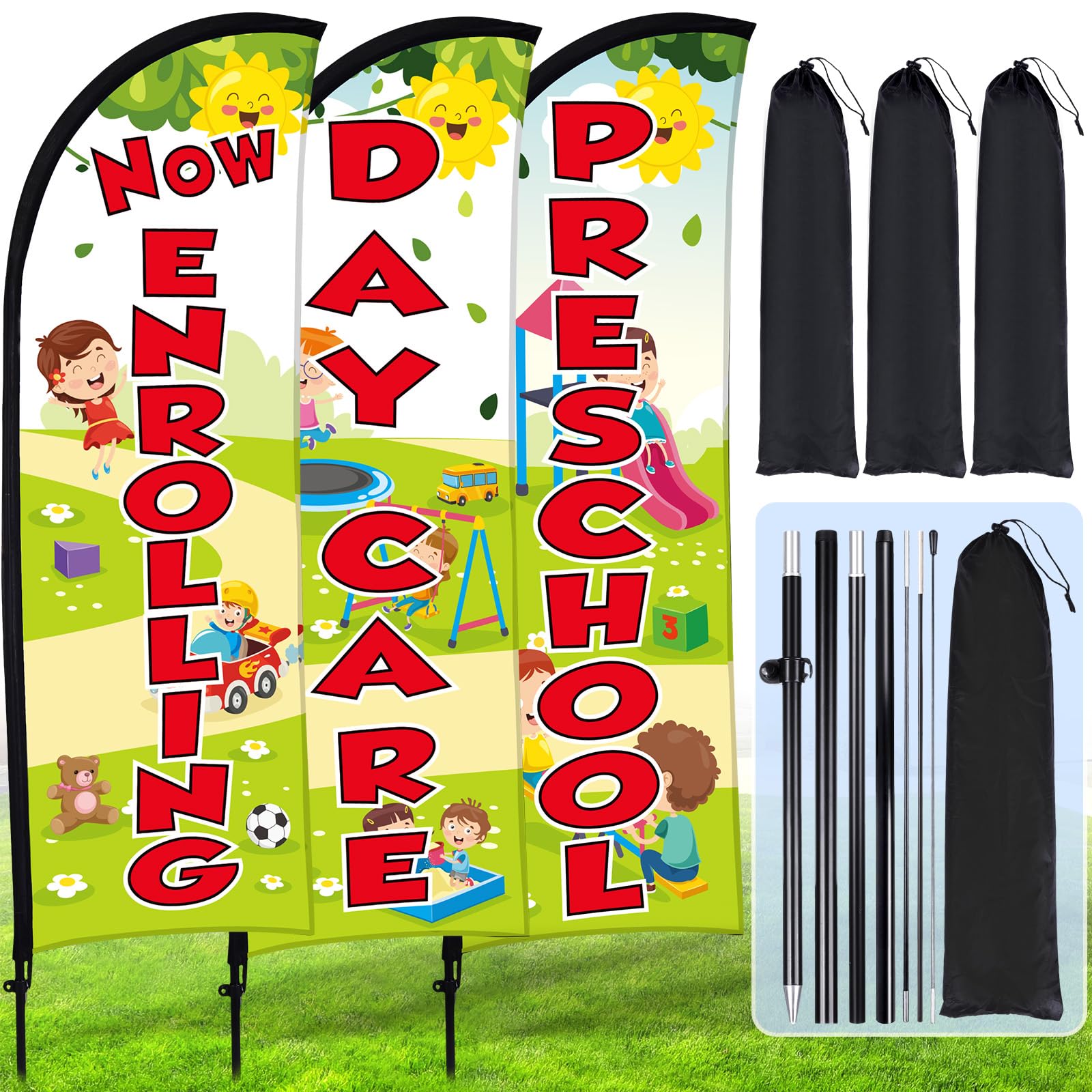 Buryeah bandera frontal con texto Now Enrolling, mayor visibilidad para inscripciones