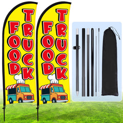 Buryeah vista frontal de pack de banderas que atrae clientes