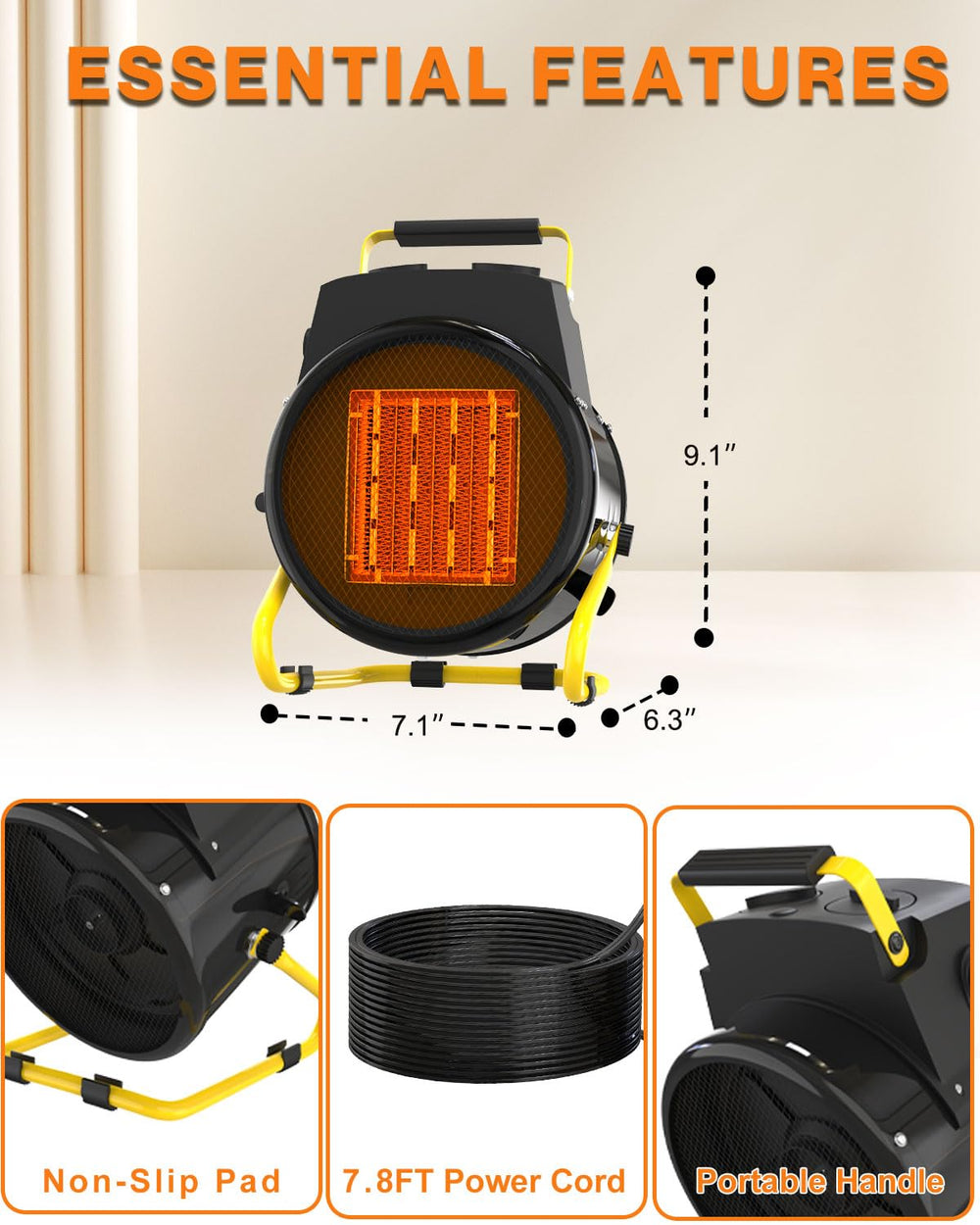 Buyplus calefactor en garaje generando calor rápido y ambiente cómodo