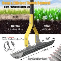 cogardenshower primer plano de púas de acero, extrae thatch eficazmente