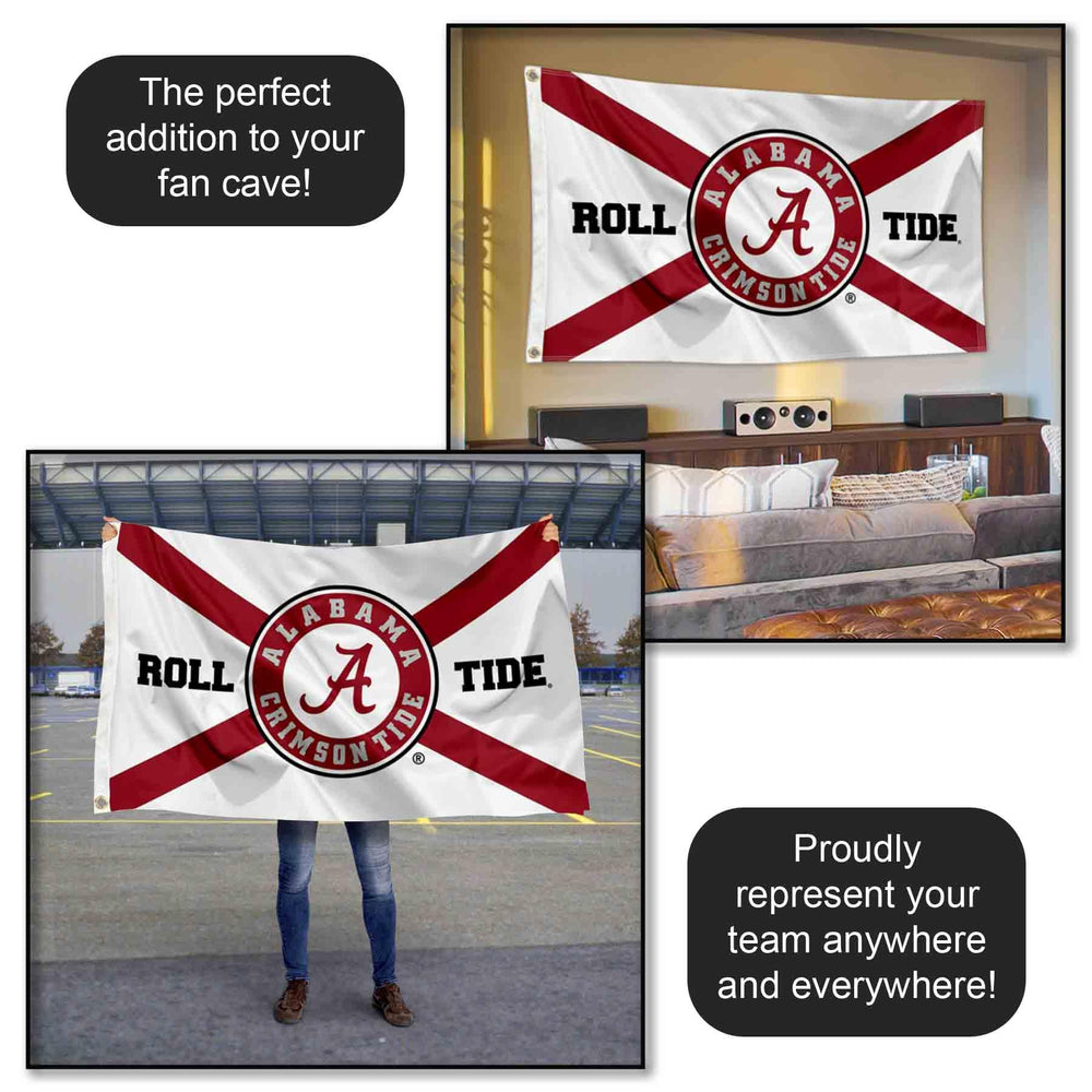 College Flags & Banners Co. comparación de tamaño 3x5 pies para referencia