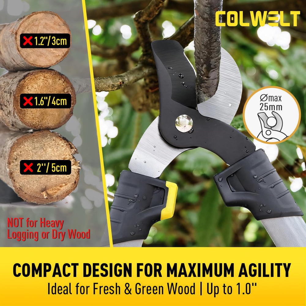 Colwelt lopper compacto cortando rama, permite podar ramas hasta 1 pulgada
