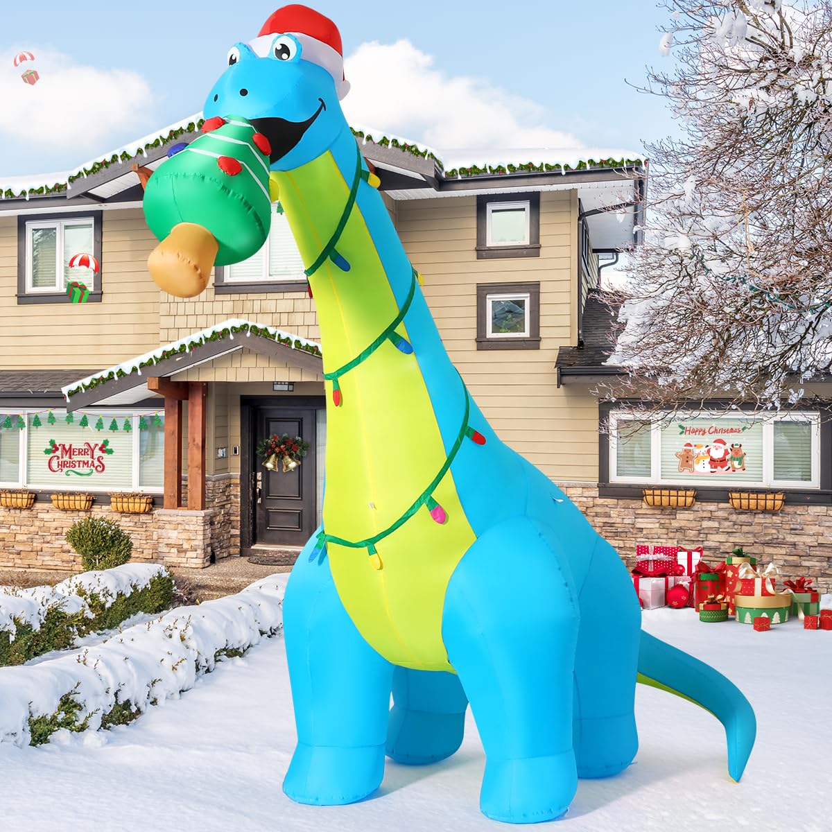 COMIN dino luces LED integradas para un brillo navideño seguro