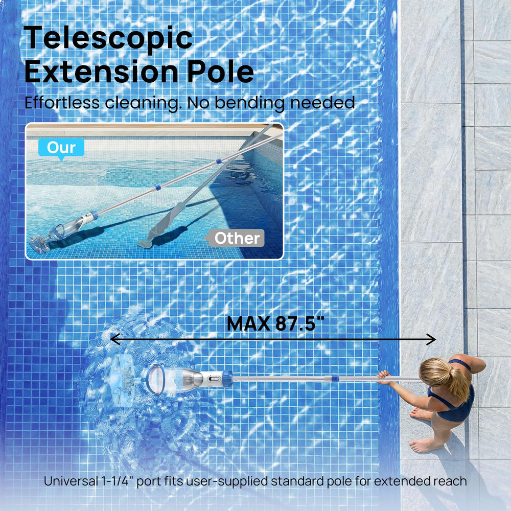 Consciot aspiradora en piscina above-ground retirando hojas rápidamente
