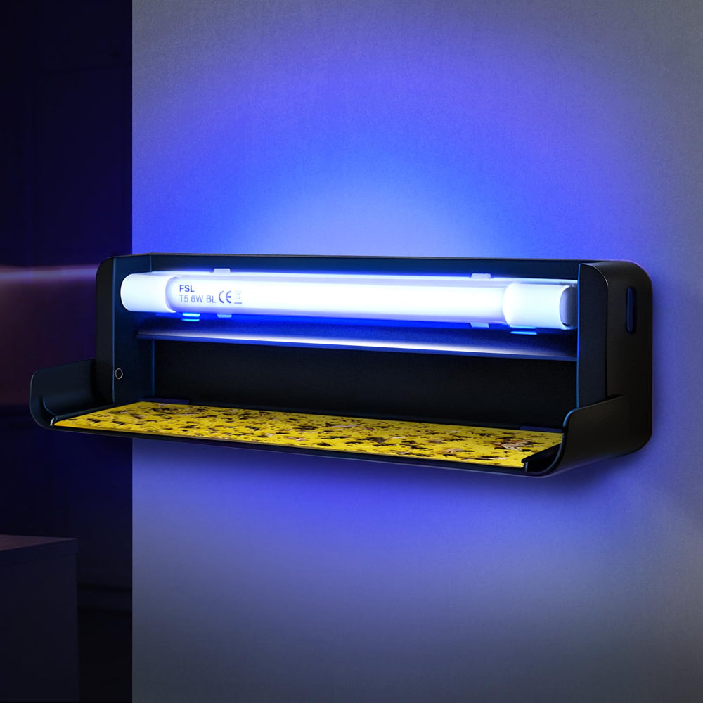 COOSPIDER vista frontal con luz UV azul para control silencioso de insectos