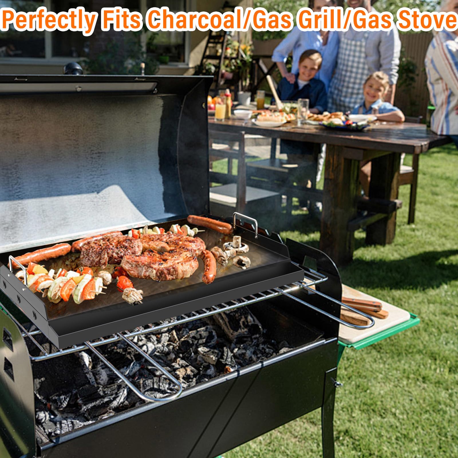 COZEER plancha colocada en parrilla de gas, cocción uniforme
