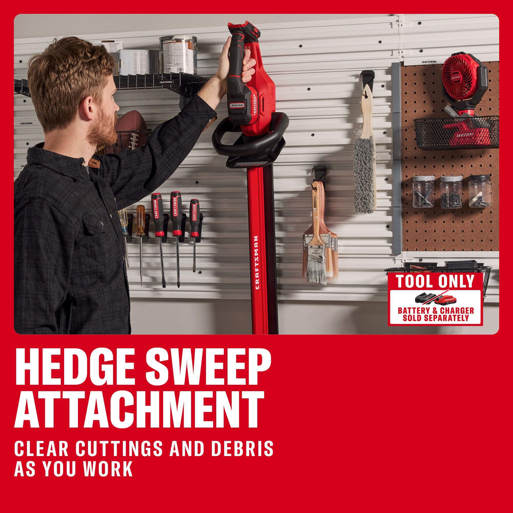 CRAFTSMAN accesorio hedge sweep limpiando recortes al momento