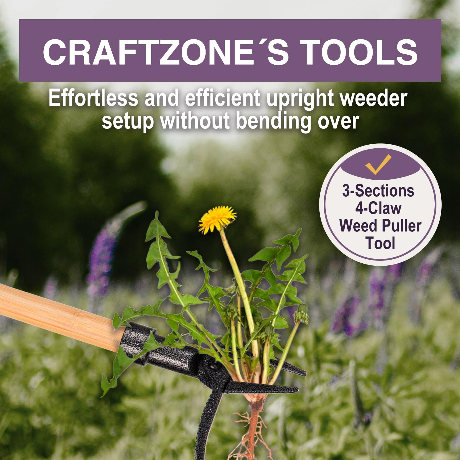 CRAFTZONE primer plano de la cabeza de acero con cuatro garras que asegura extracción profunda