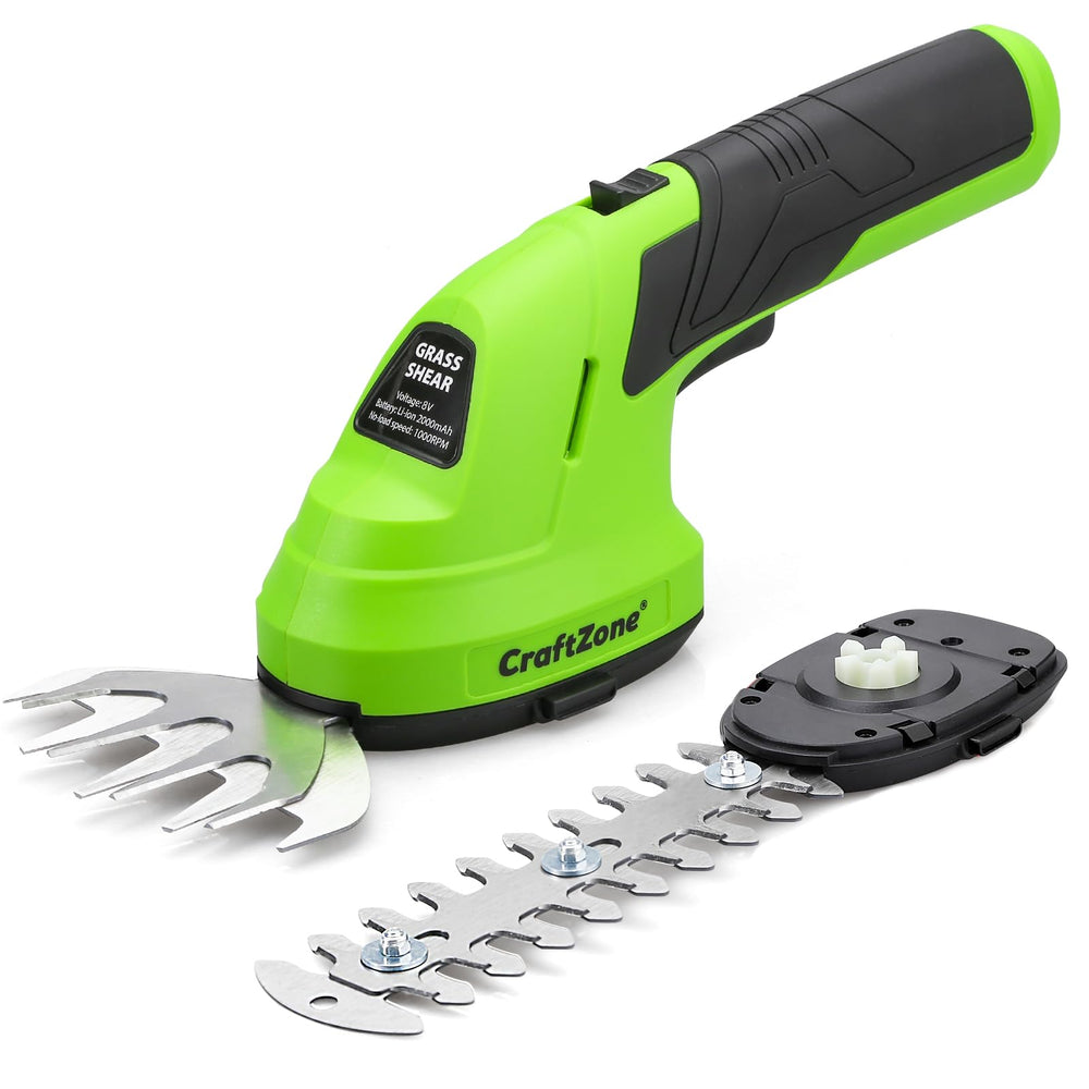 CRAFTZONE vista frontal del recortador verde con diseño ergonómico y práctico