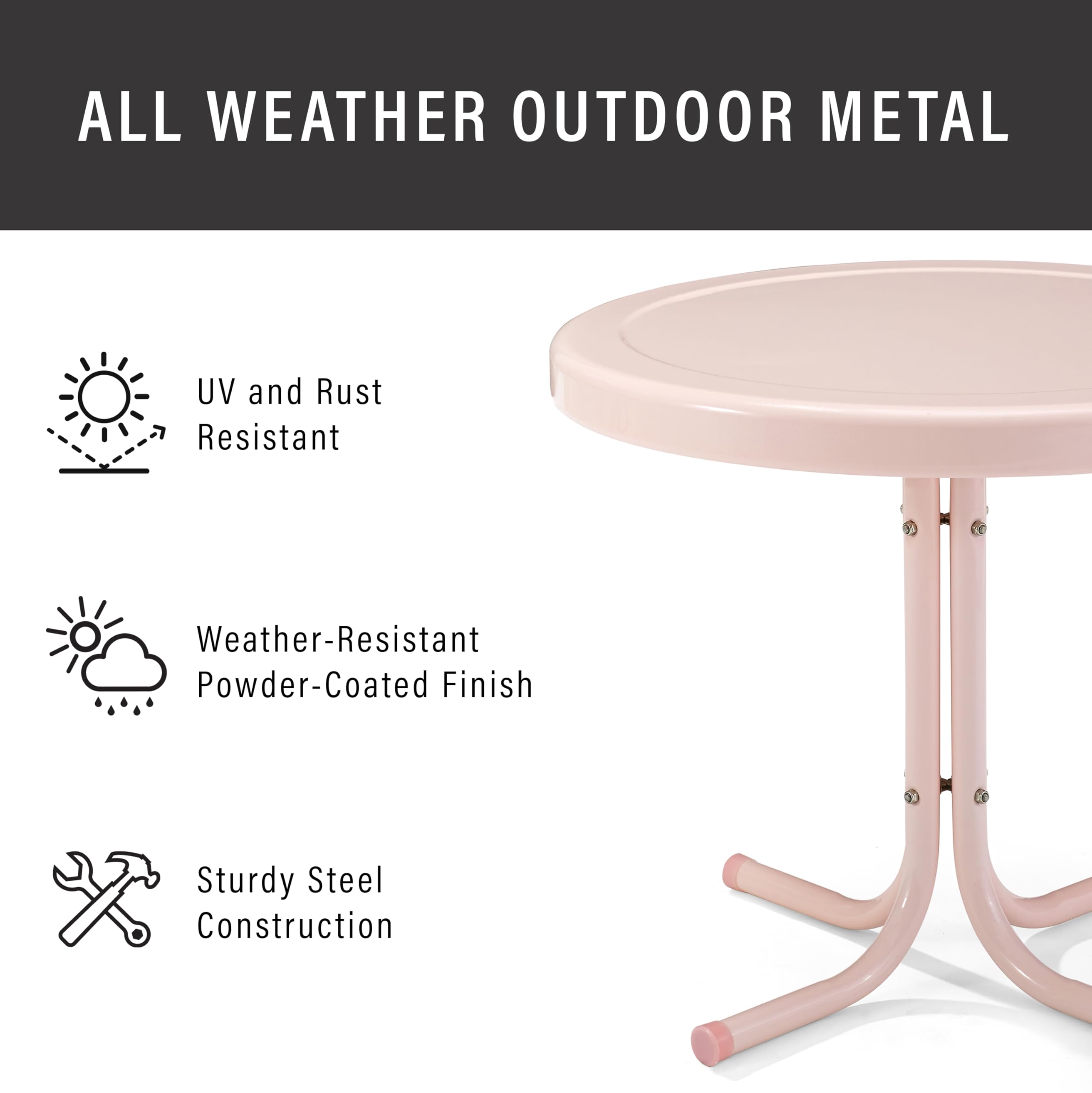 Mesa Crosley Griffith en una terraza sosteniendo bebidas, práctico y elegante