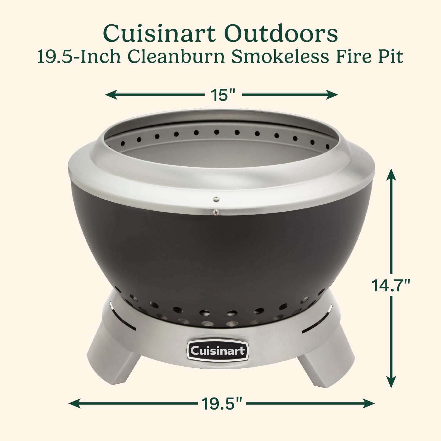 Cuisinart detalle de la pared doble que mejora la combustión sin humo