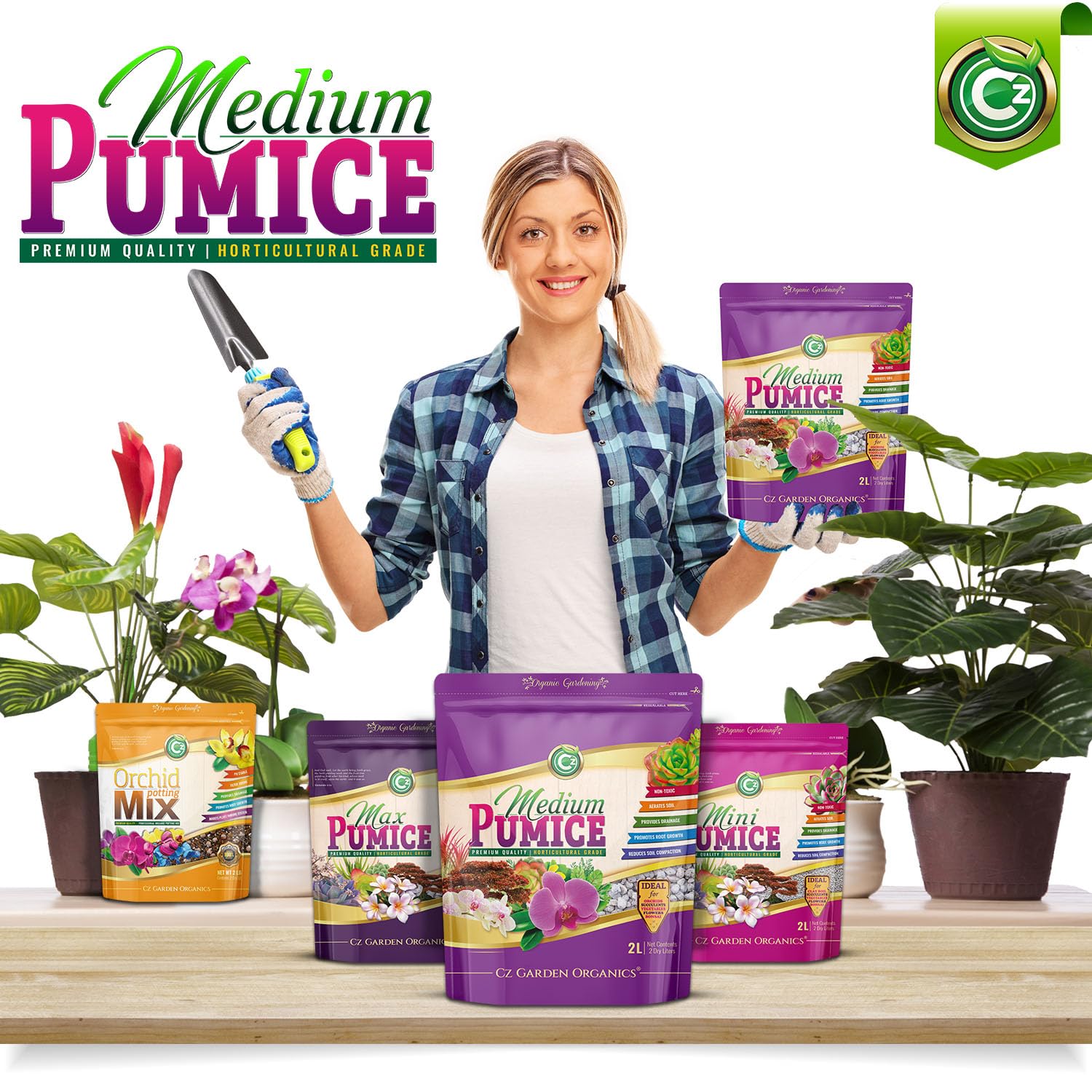 Cz Garden bolsa resellable abierta lista para dosificar y almacenar