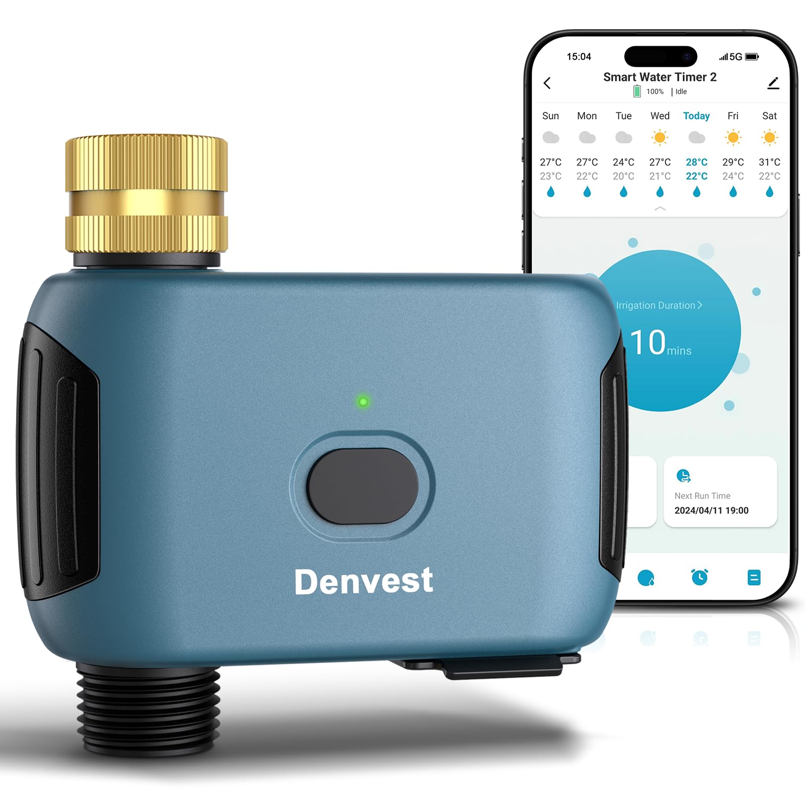 Denvest temporizador frente muestra pantalla y cuerpo resistente