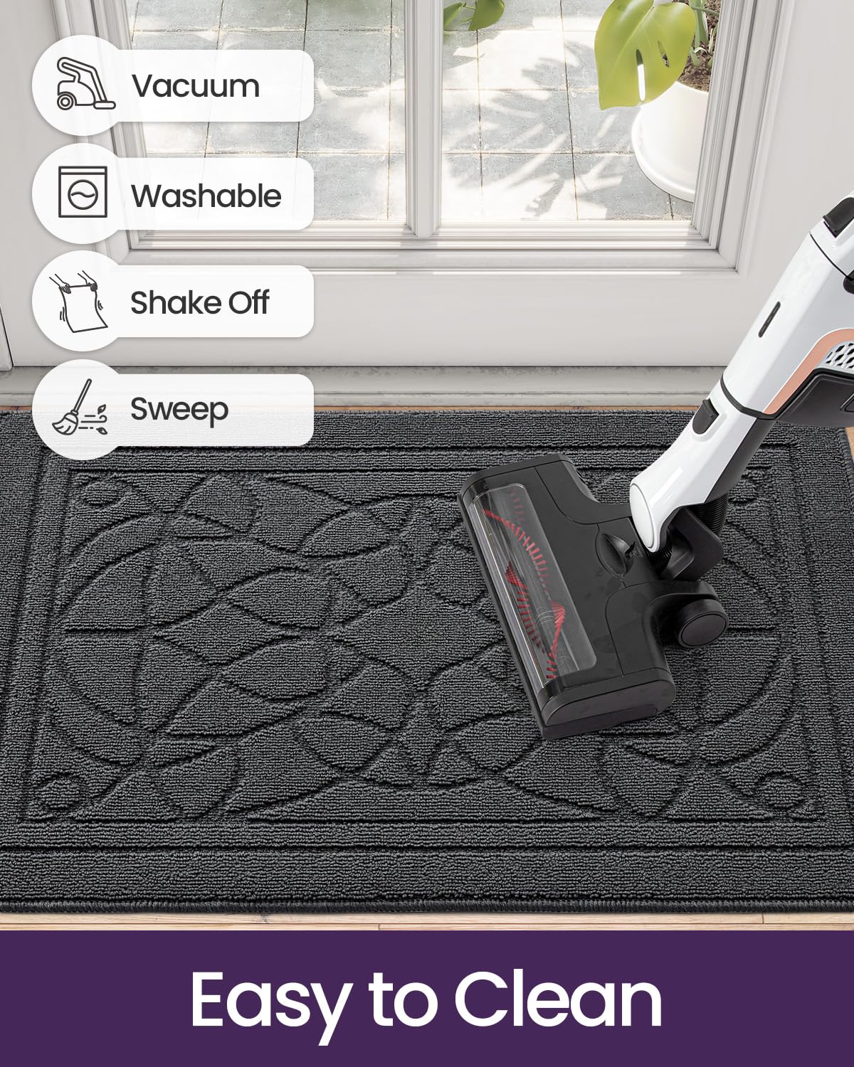 DEXI felpudo en entrada de hogar integrándose con decoración moderna