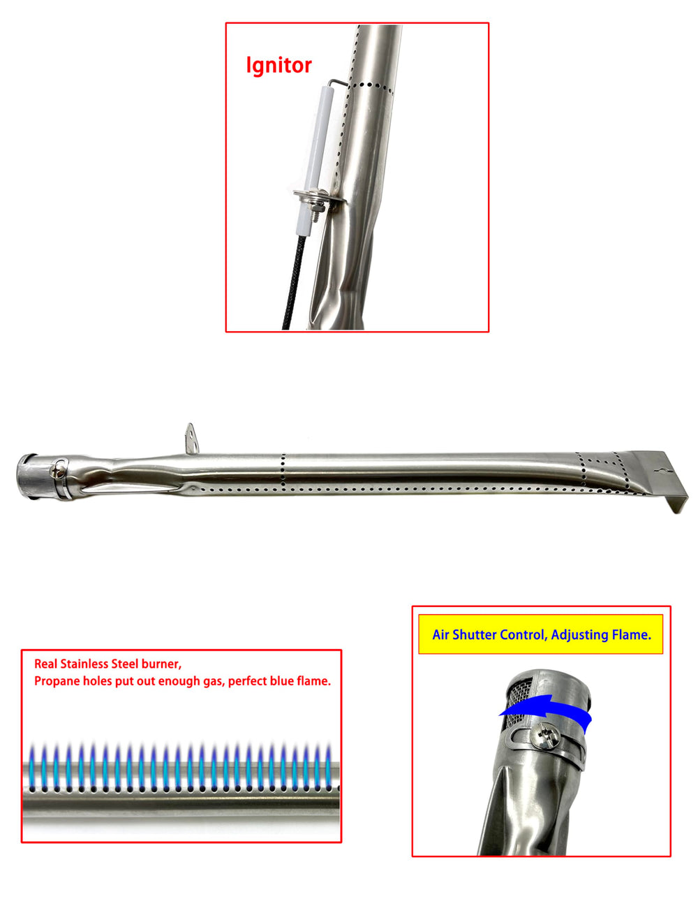 Direct Store primer plano del quemador tubular que mejora la distribución del calor